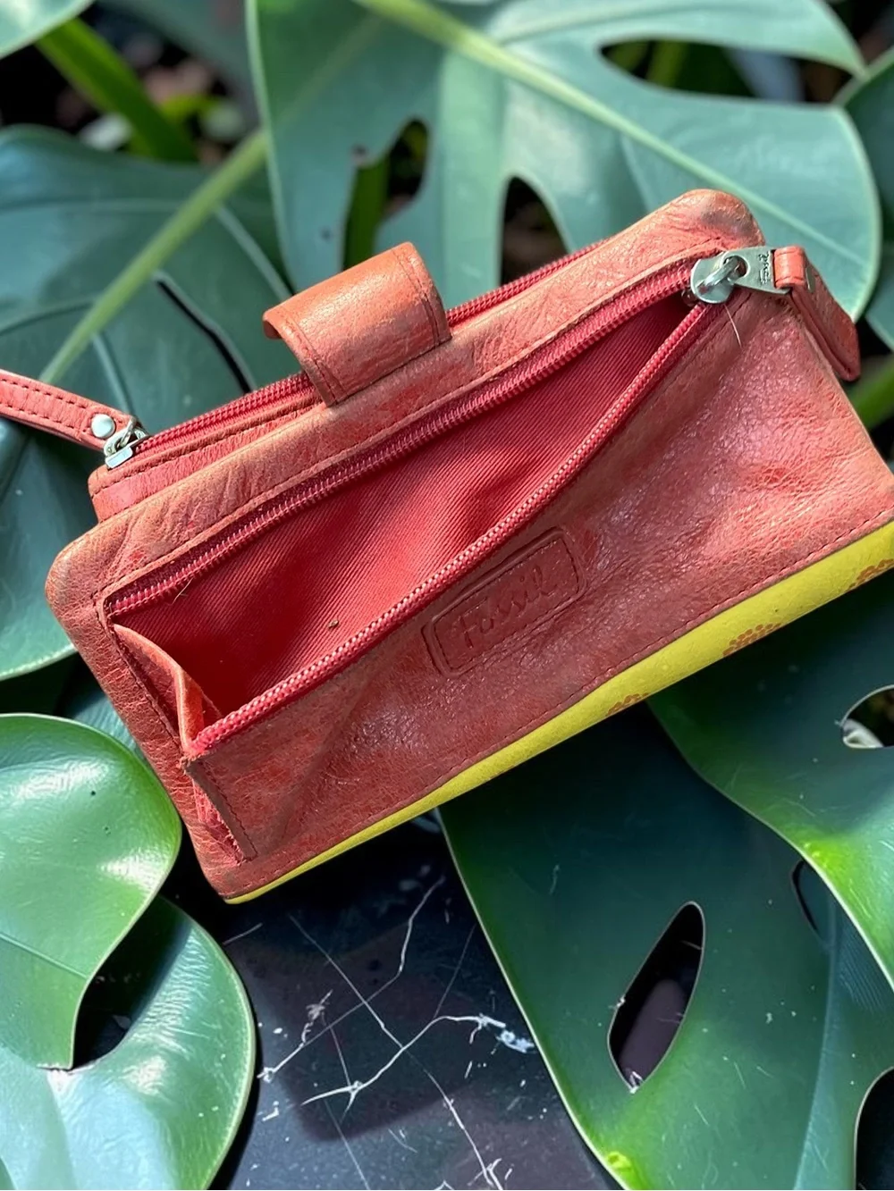 🌺Fossil Colorful Leather Patchwork Wallet